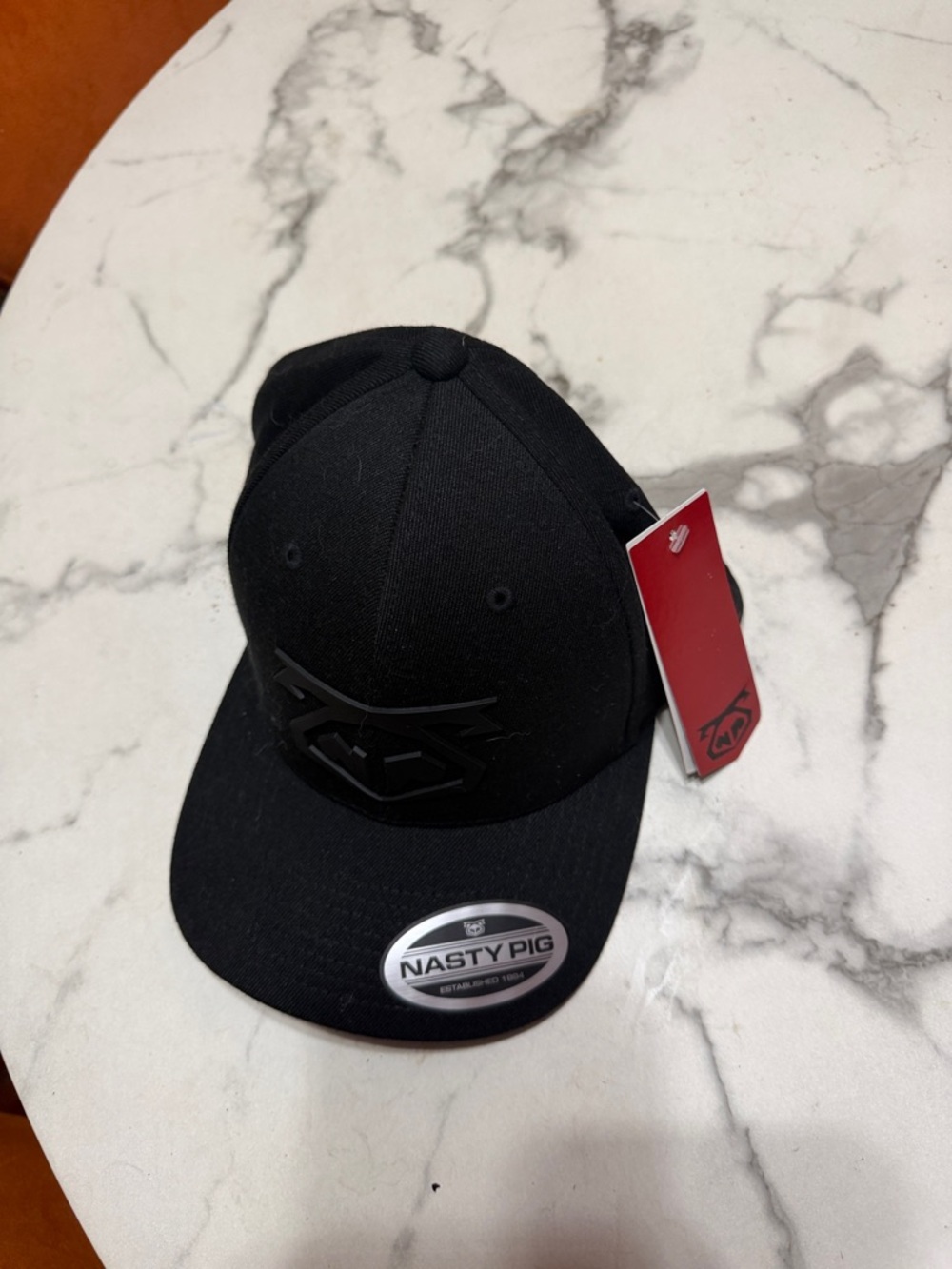 Nasty Pig Black Raised Logo Flat Brim Cap